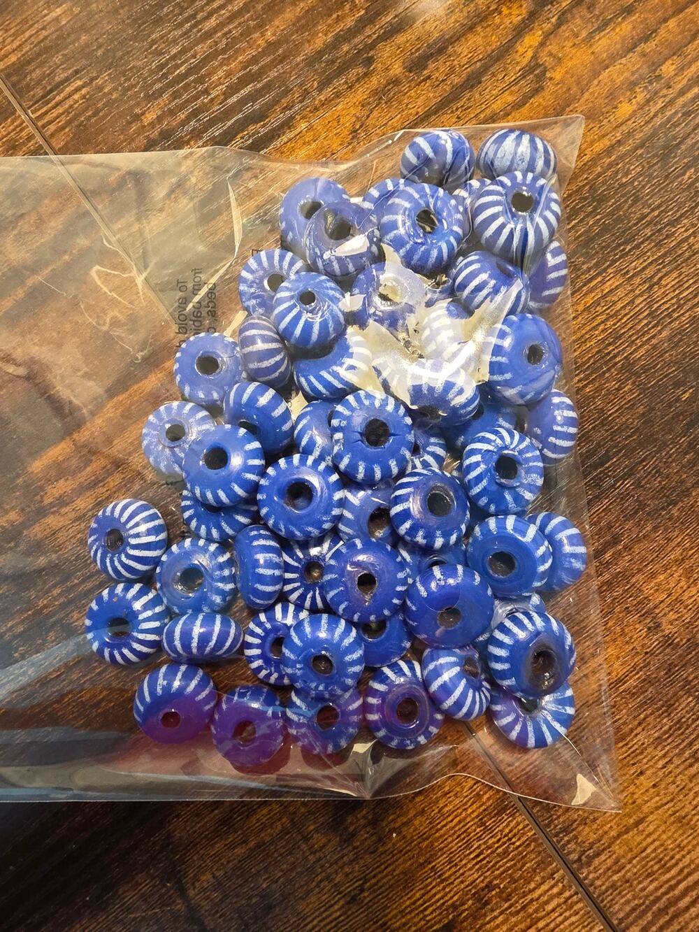 60 Blue and white ceramic beads 3/4"
